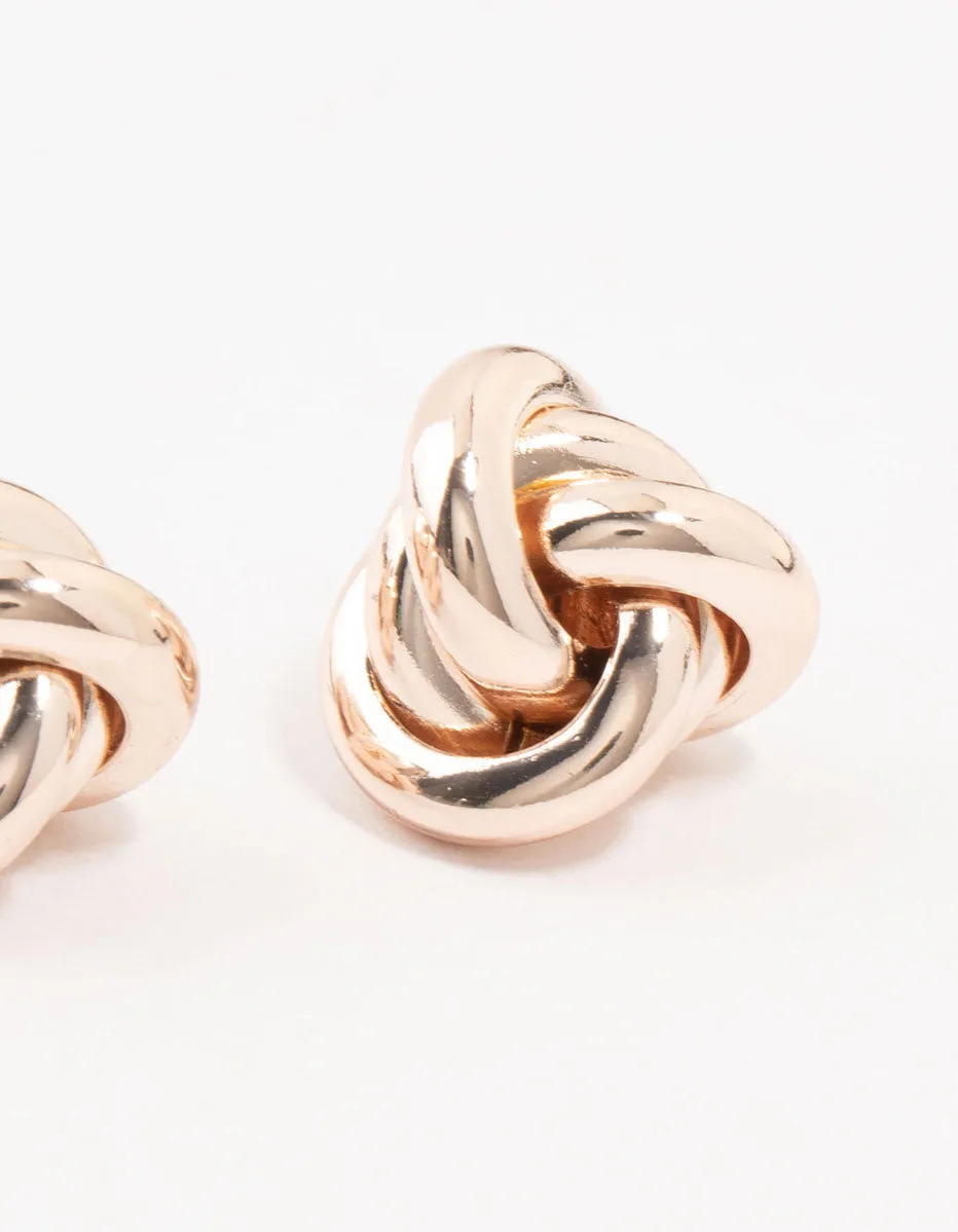 Rose Gold Classic Knotted Stud Earrings