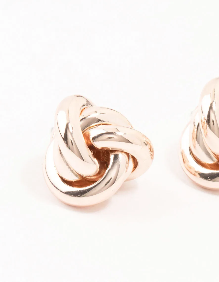 Rose Gold Classic Knotted Stud Earrings