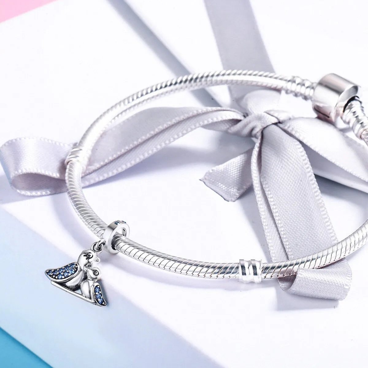 S925 Silver Cute Bird Charm Beads