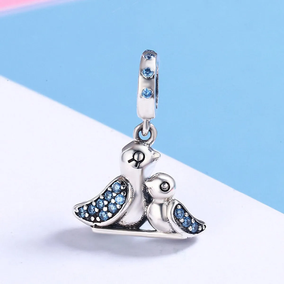 S925 Silver Cute Bird Charm Beads