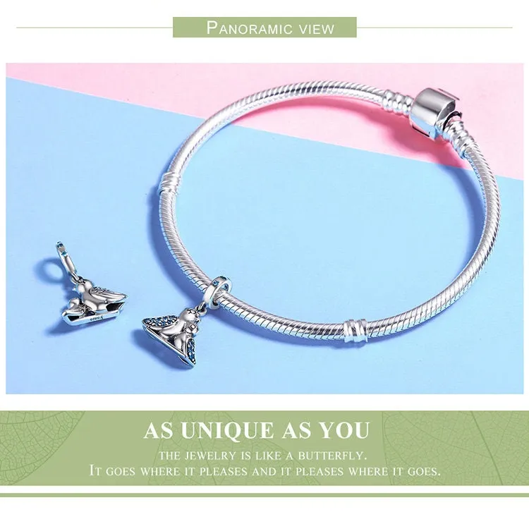 S925 Silver Cute Bird Charm Beads