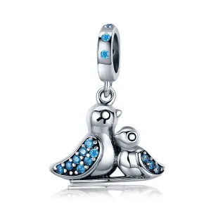 S925 Silver Cute Bird Charm Beads