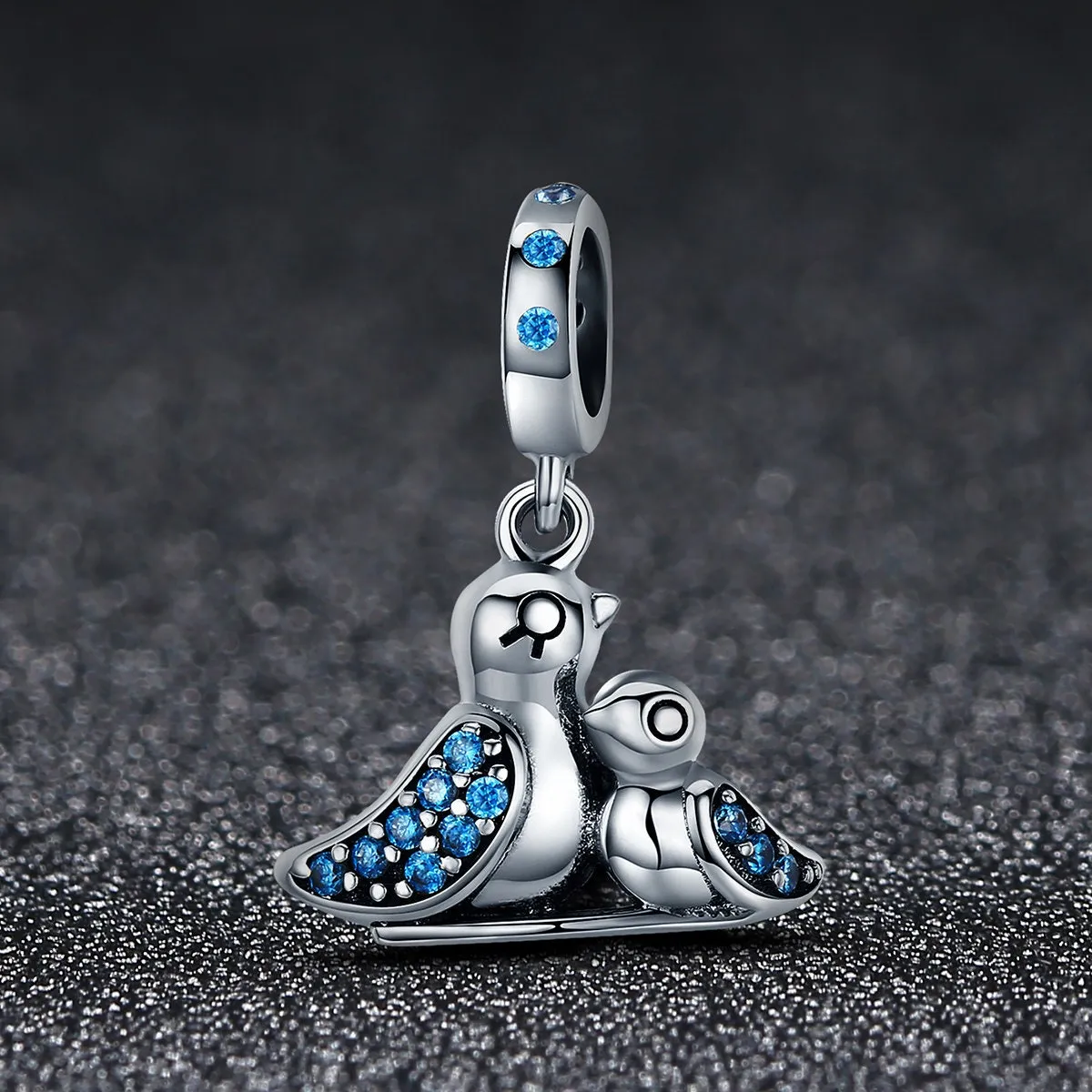 S925 Silver Cute Bird Charm Beads
