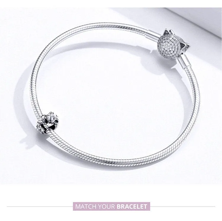 S925 Silver Cute Hedgehog Charm Beads