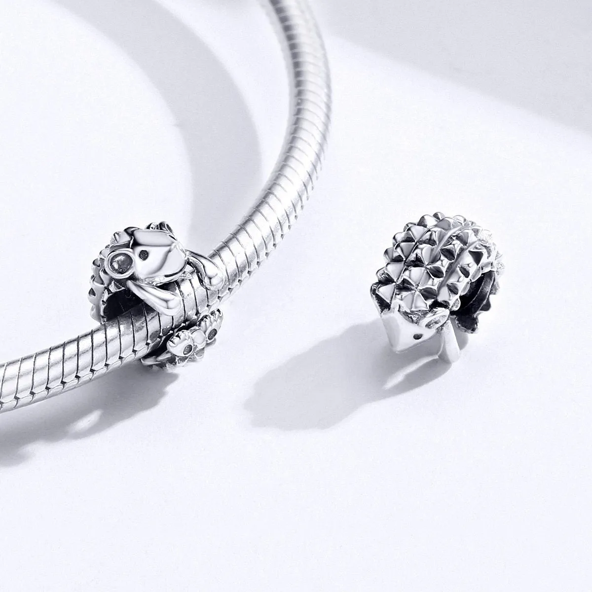 S925 Silver Cute Hedgehog Charm Beads