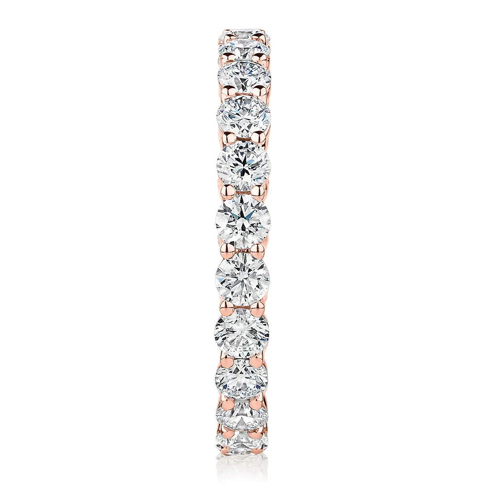 Signature Simulant Diamond 1.86 carat* TW round brilliant all-rounder wedding or eternity band in 14 carat rose gold