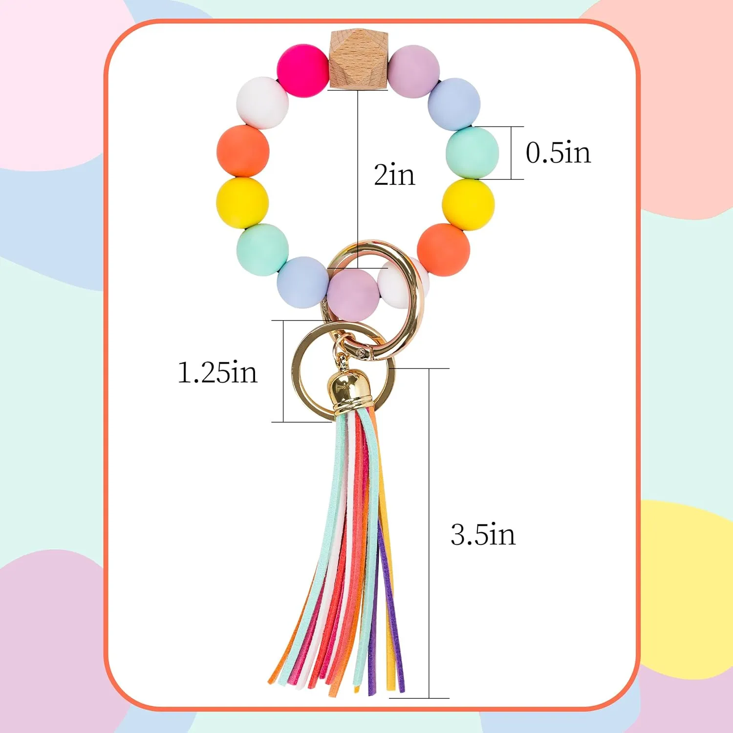 Silicone Key Ring Bracelets Wristlet Keychain Car Beaded Key Ring Bangle Chains for Women