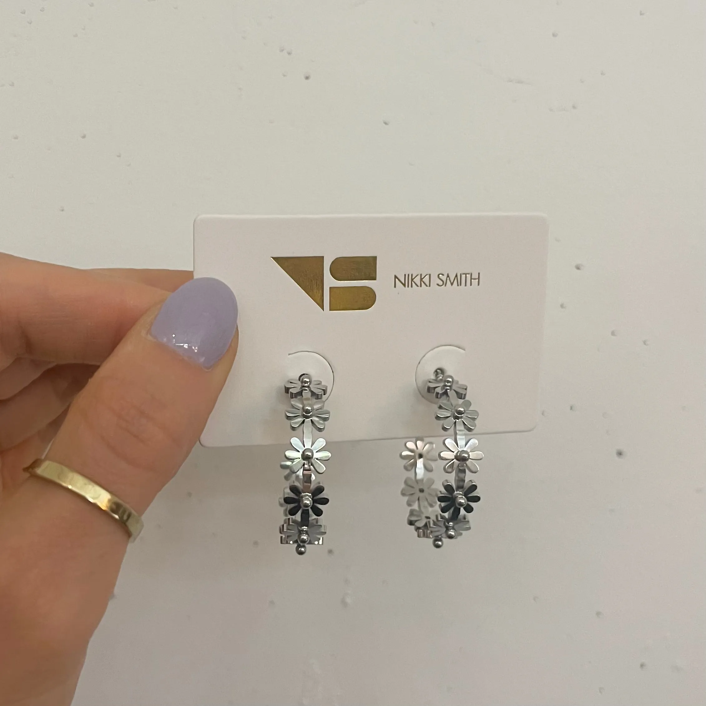 Silver Carly Daisy Hoops- Waterproof