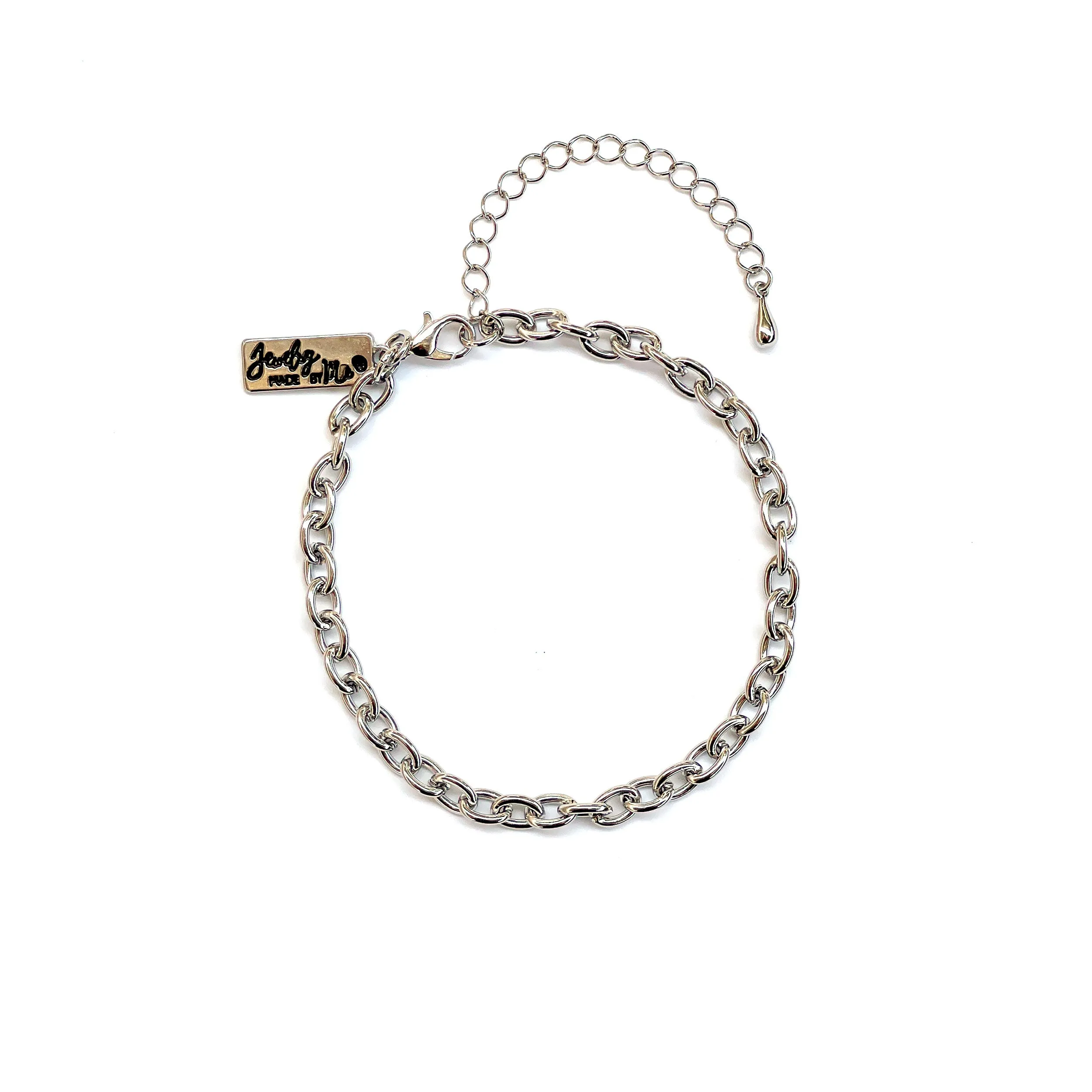Silver Oval Cable 7" Bracelet Chain
