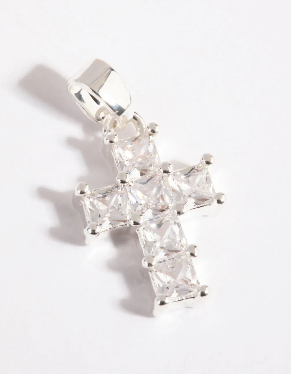 Silver Plated Cubic Zirconia Cross Charm
