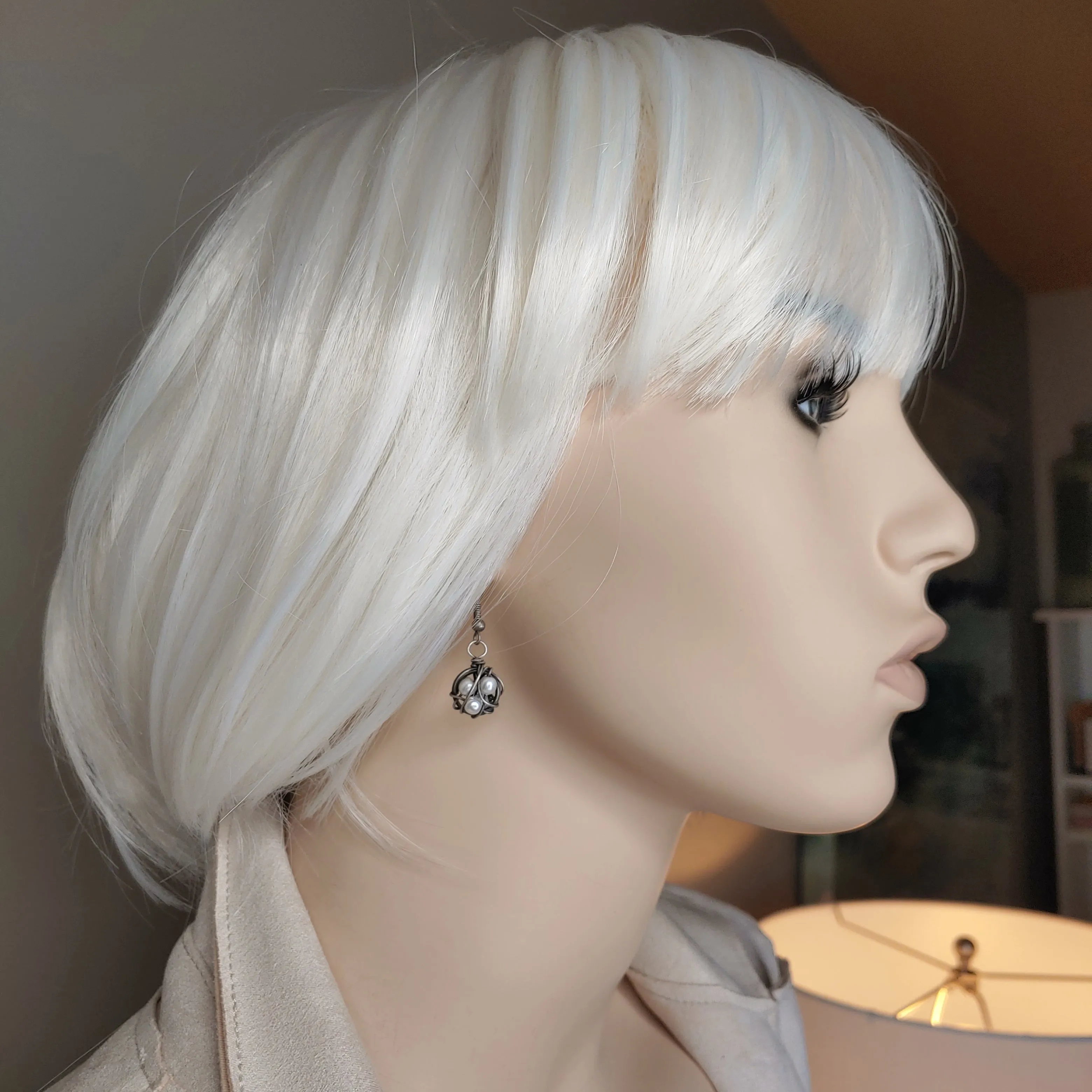 Silver Wrapped Mini Pearl Earring