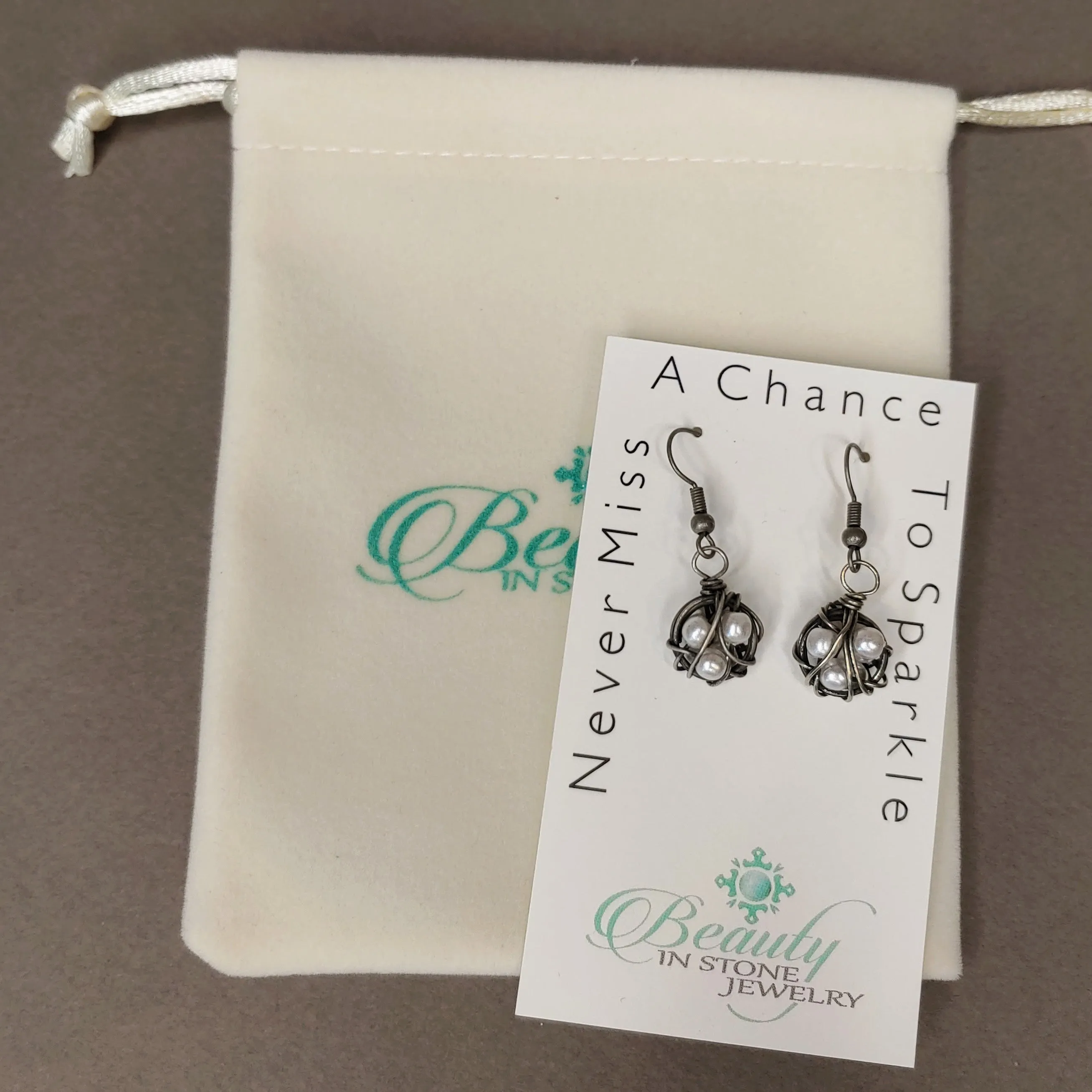 Silver Wrapped Mini Pearl Earring