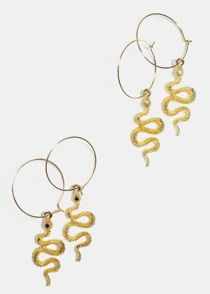Snake Dangle Hoop Earrings