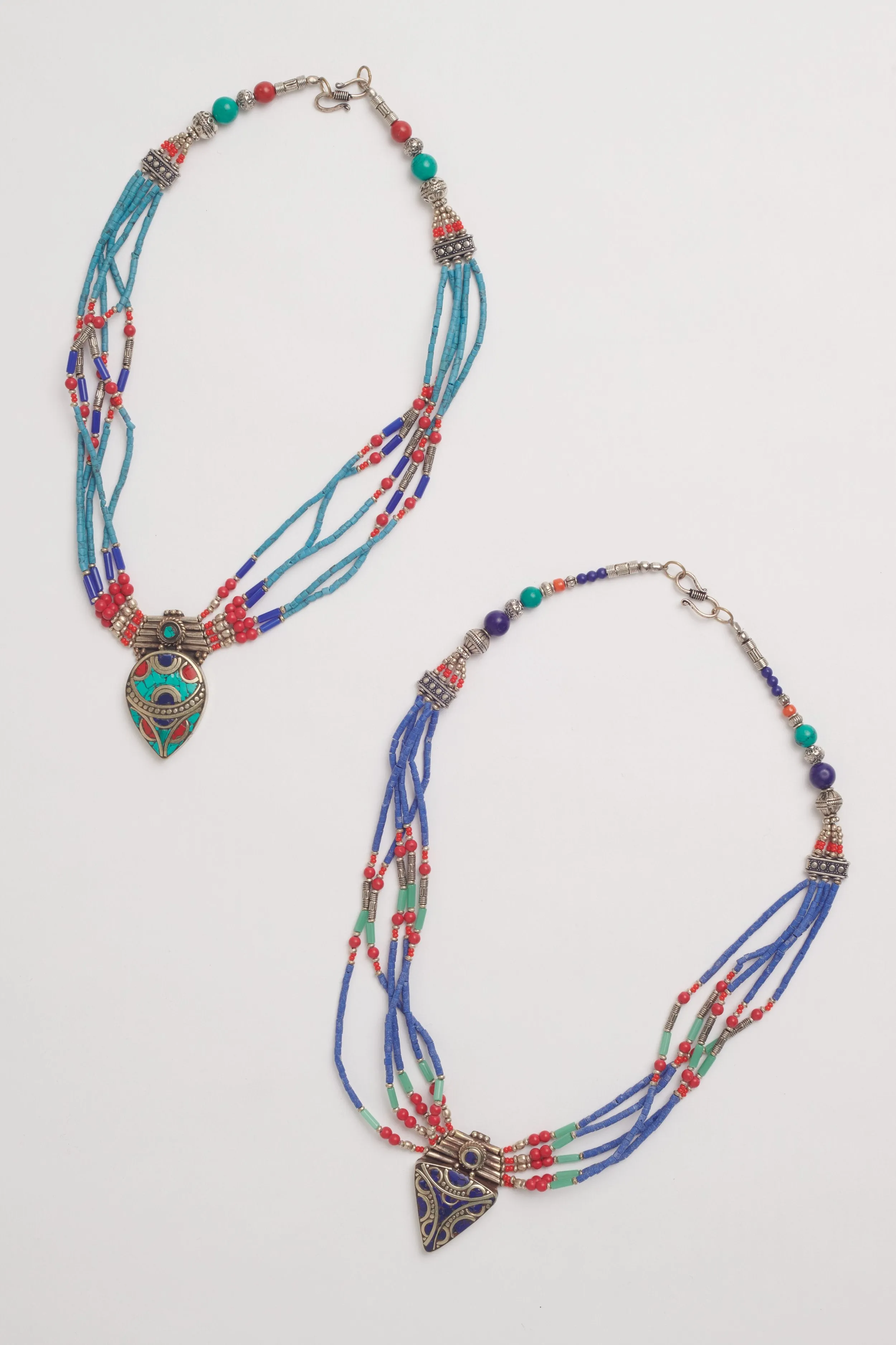 Sterling Silver, handcrafted lapis or turquoise beaded medallion necklace
