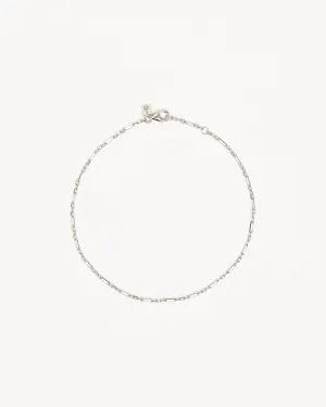 Sterling Silver Mixed Link Chain Anklet
