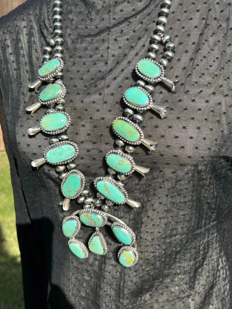 The Kingman Turquoise Squash Blossom