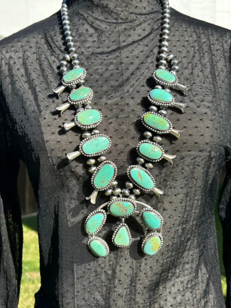 The Kingman Turquoise Squash Blossom