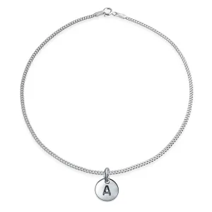 Tiny Minimalist ABC Block Letter Anklet Ankle Bracelet Sterling Silver