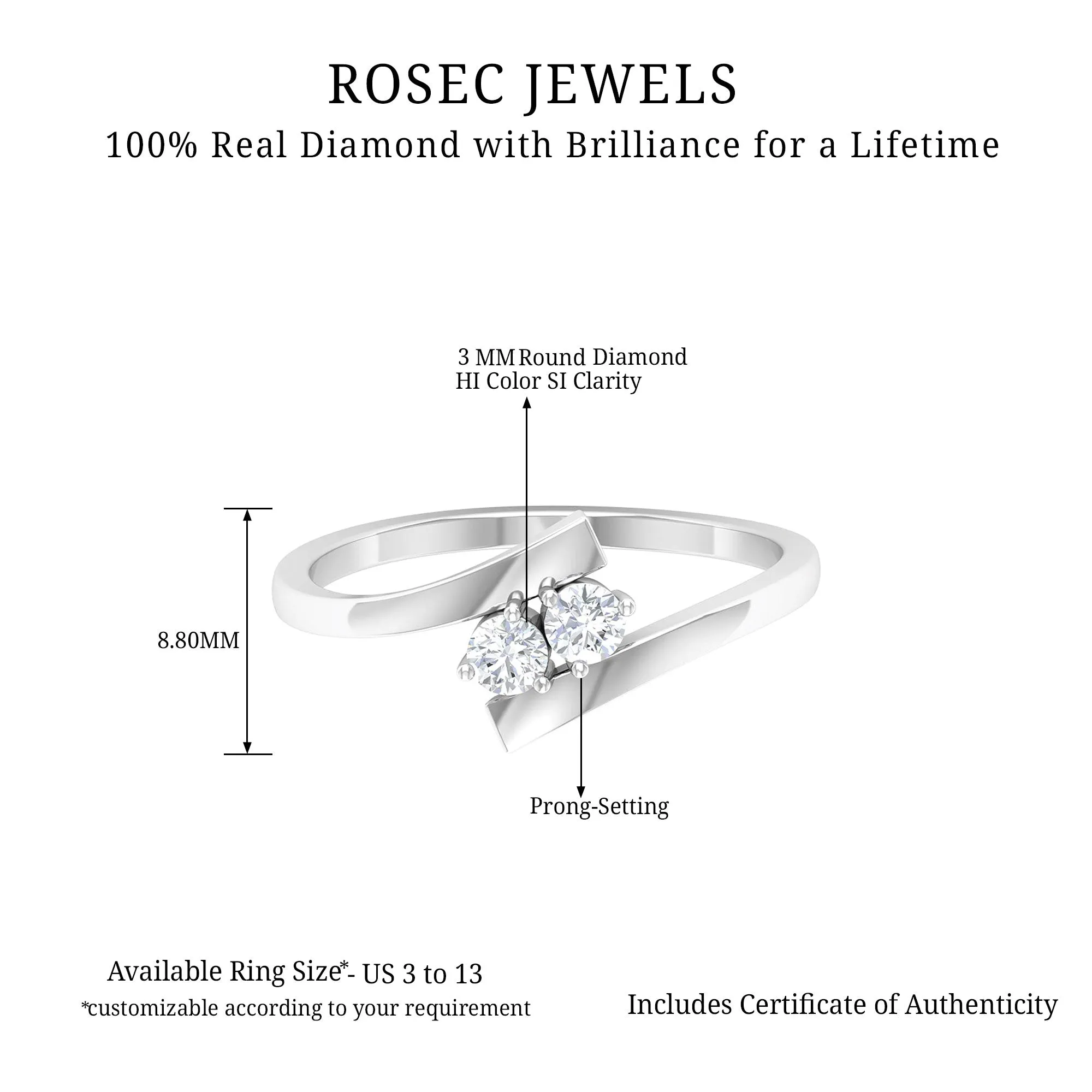 Toi Et Moi Diamond Bypass Promise Ring