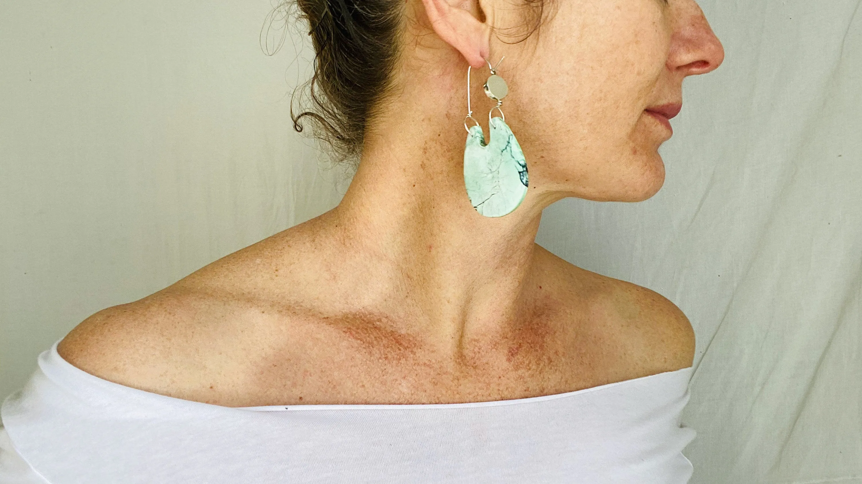 Turquoise & Sterling Earrings. Pale Green 0223