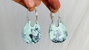 Turquoise & Sterling Earrings. Pale Green 0248