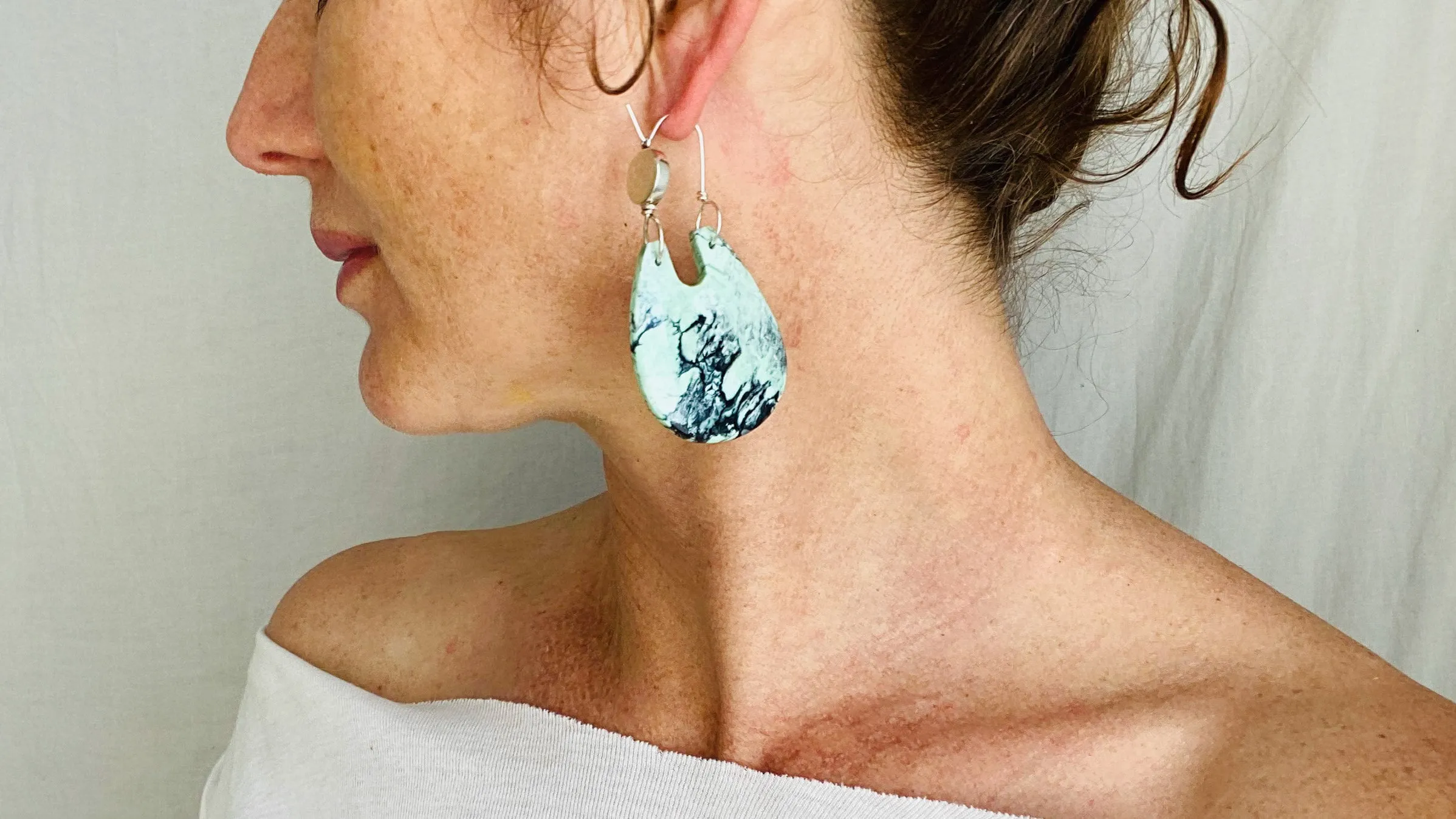 Turquoise & Sterling Earrings. Pale Green 0248