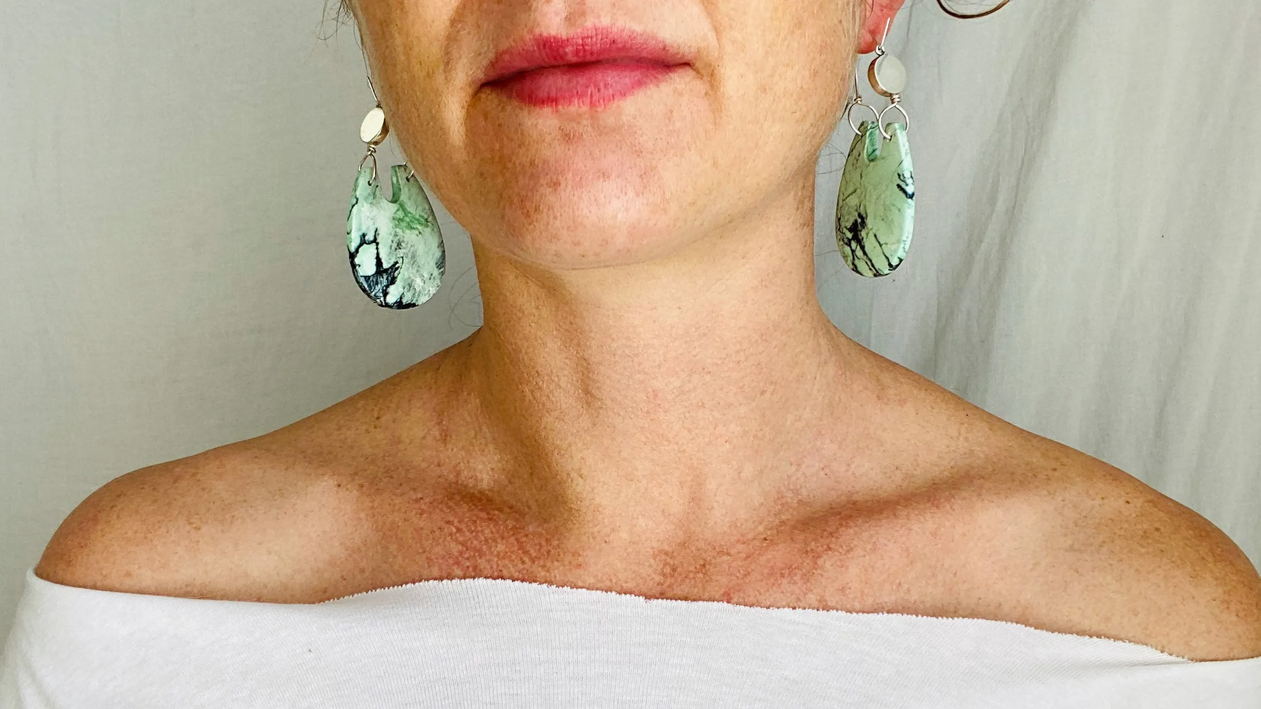 Turquoise & Sterling Earrings. Pale Green 0248