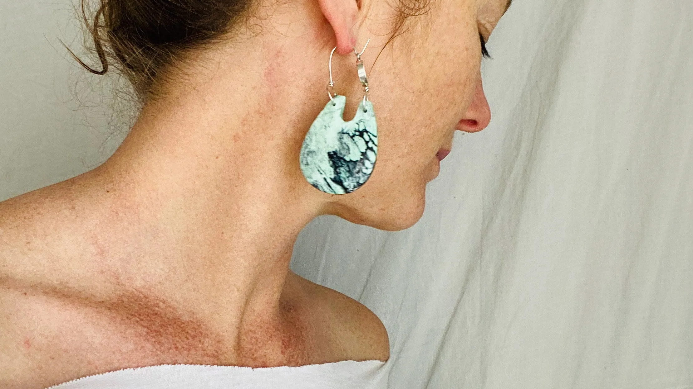 Turquoise & Sterling Earrings. Pale Green 0248