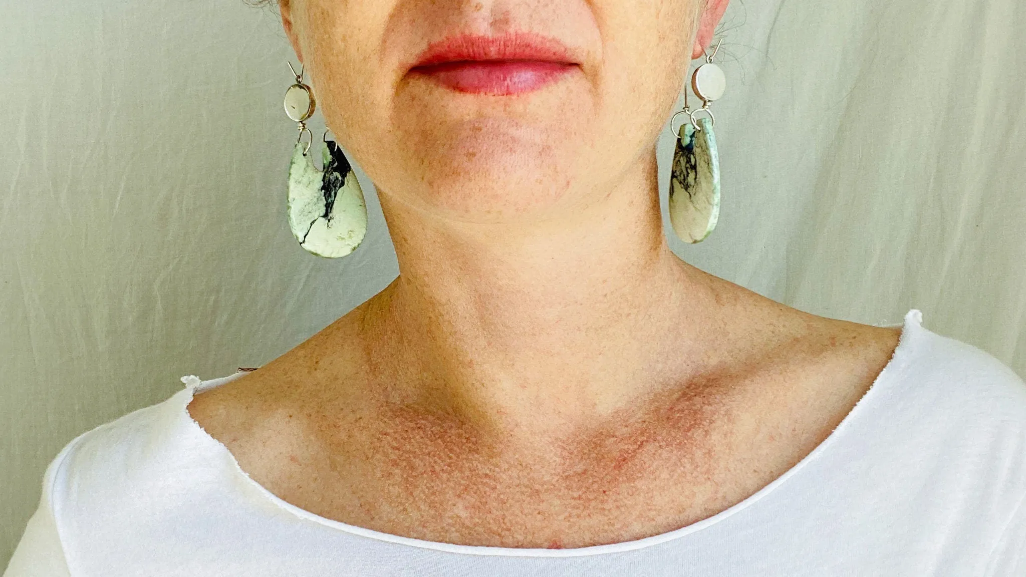 Turquoise & Sterling Earrings. Pale Green 0420