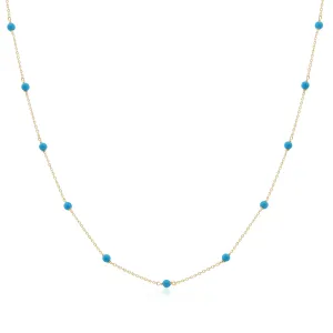 Turquoise Bead Station Chain Necklace