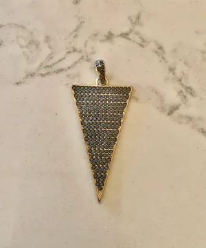 Turquoise Pave Large Triangle Charm - Gold