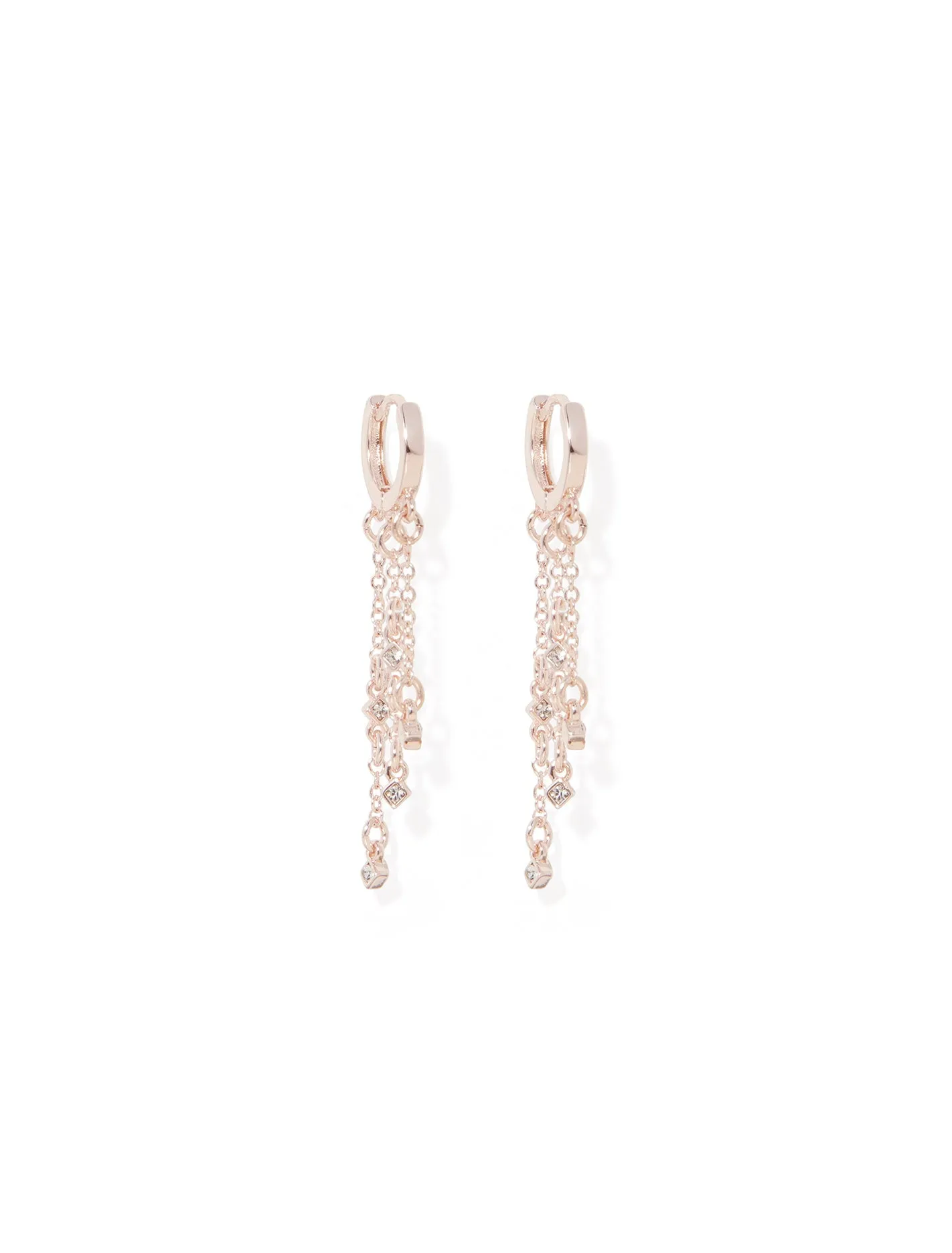 Villie Triple Diamante Drop Huggie Hoop Earrings
