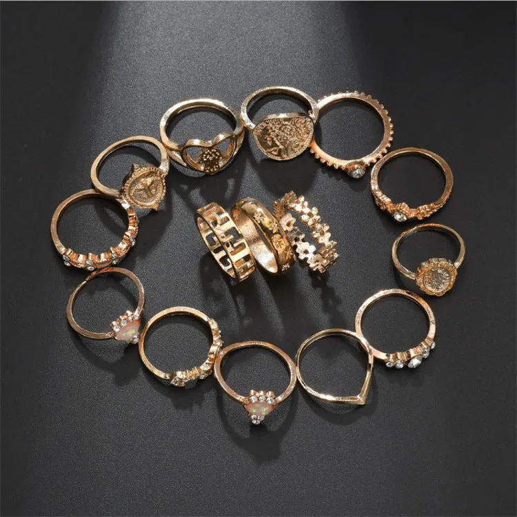 Vintage Gold Coin Knuckle Ring Set