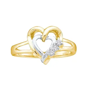 Womens Round Diamond Double Heart Ring .03 Cttw Size 10
