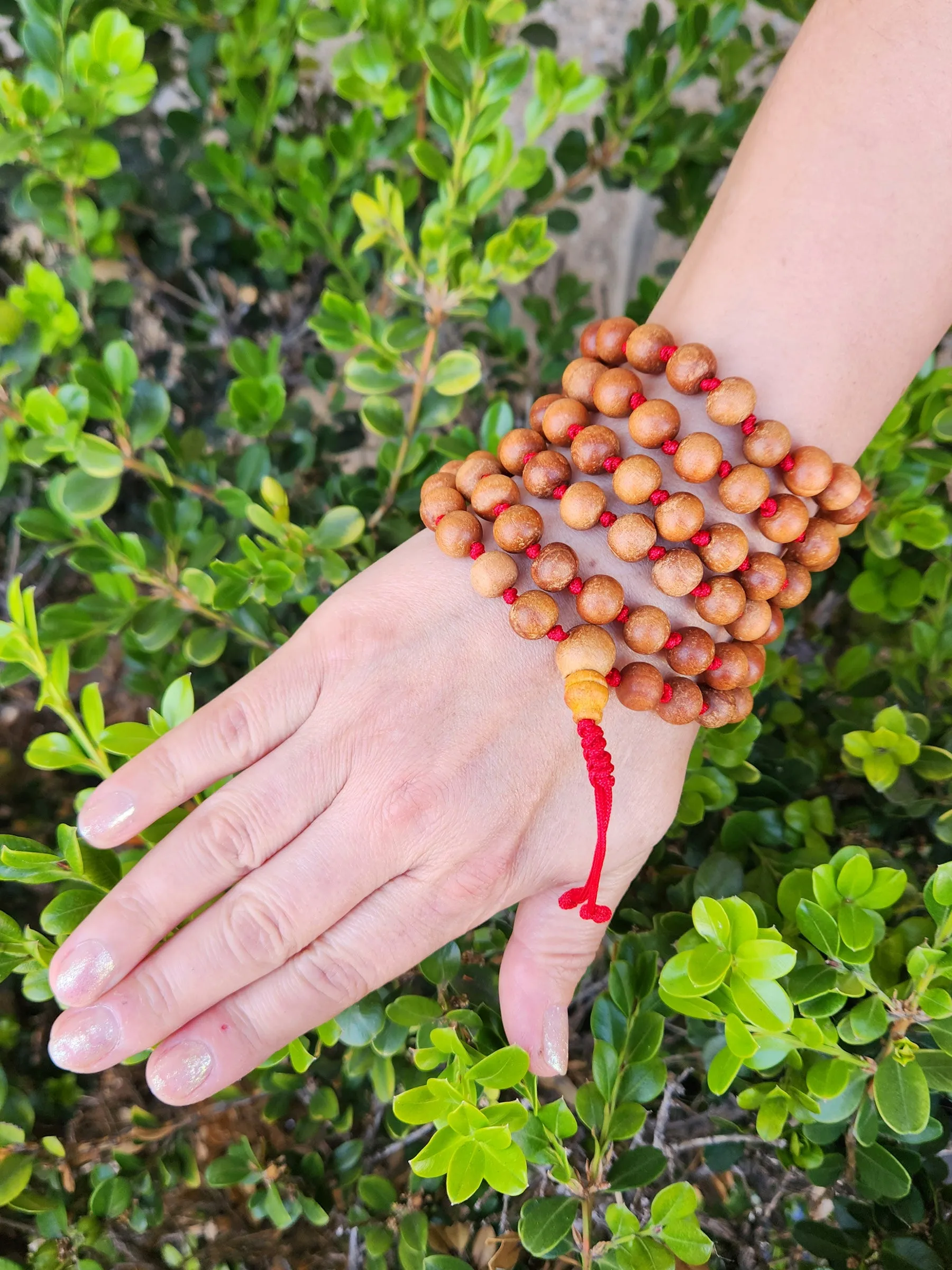 Wood Bead Knotted Mala