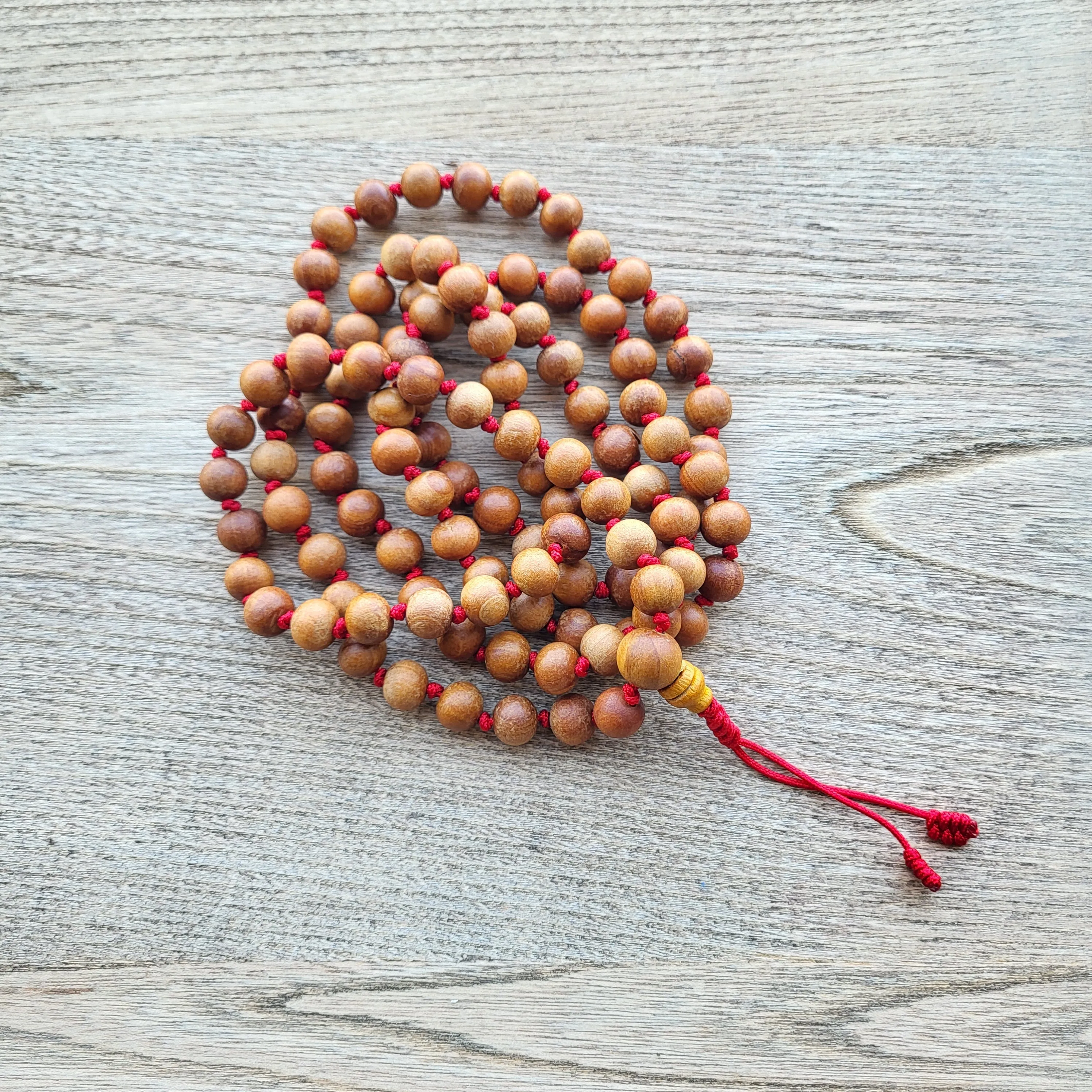 Wood Bead Knotted Mala
