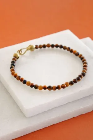 Xander Kostroma - Men's Tiger's Eye Mini Bracelet - Ideal for Daily Wear - Enhances Protection and Mental Clarity - Handcrafted Unique Jewelry - 20cm Length - Perfect Gift for Good Luck and Style