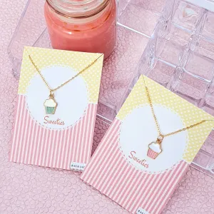 Y2K Charm Pendant Gold Necklace - Cupcake